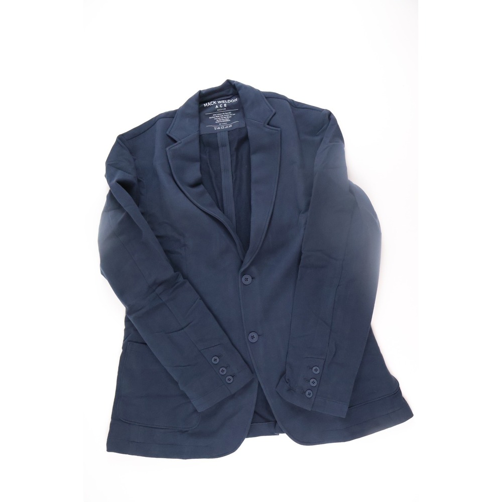 Mack Weldon Mens Blazer Ace French Terry Navy Blue Medium Cotton Solid Excellent